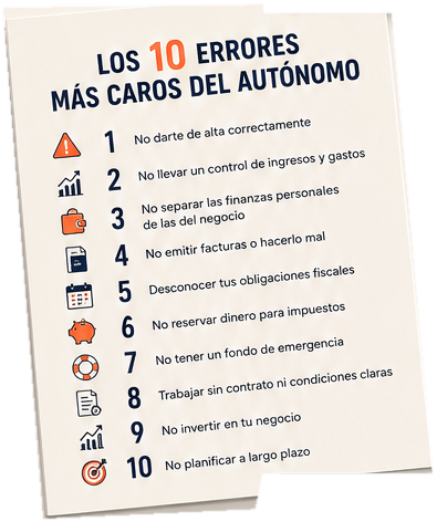 Los 10 errores más caros del autónomo
